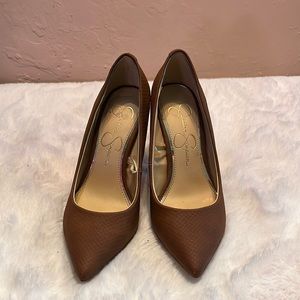 Brown Crocodile Pattern Jessica Simpson heels, size 5.5
